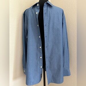 Michael Kors Blue shirt with white polka dots, Sz M slim couple. Front Logo. Men